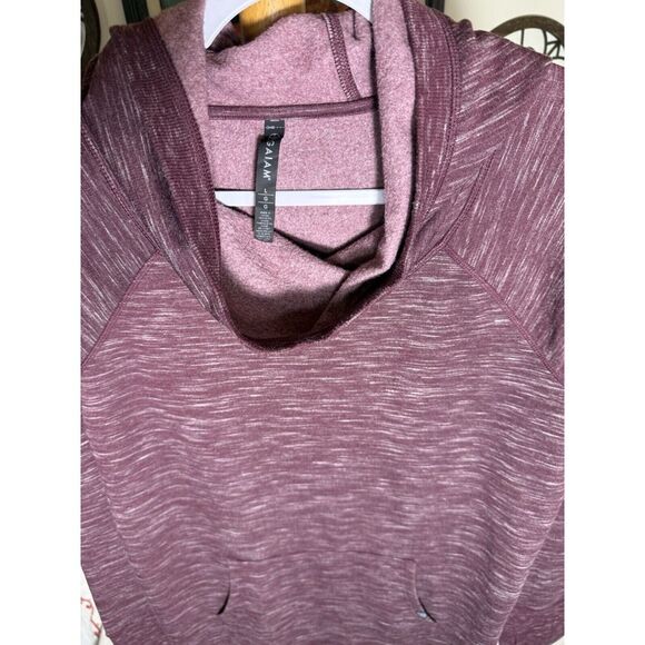 Gaiam Yoga Serene Fleece‎ Dress Hoodie Marled Wine Color Easy Fit SZ Large - Picture 2 of 9